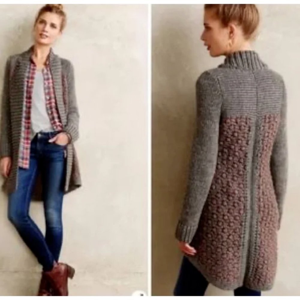 Moth Gray and Brown Cardigan Sweater
